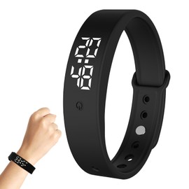 ExcellaElite Vibrating Alarm Wristband Water Proof Silent Alarm Watch 3 Temperature Measurements per Day Vibrating Wrist Clock for Deep Sleepers/Hearing Impaired People (Black)