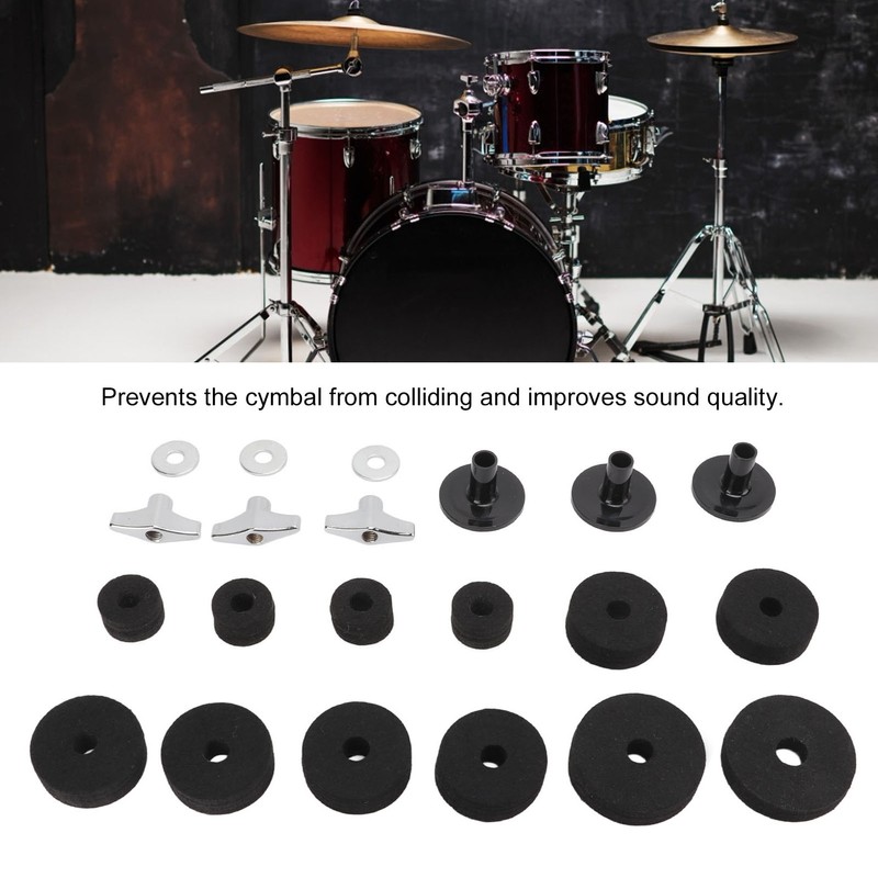 21Pcs Drum Cymbal Felt Pad Non Slip Instrument Accessory Replacement