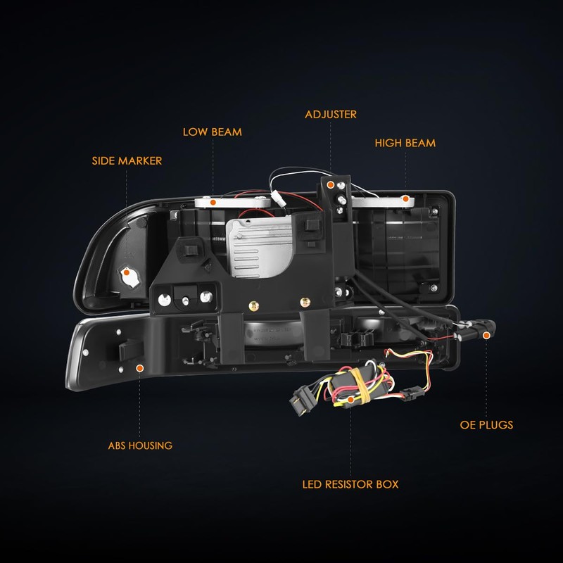 PM PERFORMOTOR Switchback Dual LED Box Style Headlights+Bumper Lights Compatible