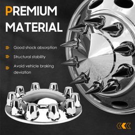 33mm ABS Axle Cover with Chrome Complete, Thread-On Dome Combo Kit Screw-on Lug Nut Covers for Semi Truck with 2 Front Axle Wheel Covers and Removable Hub Caps