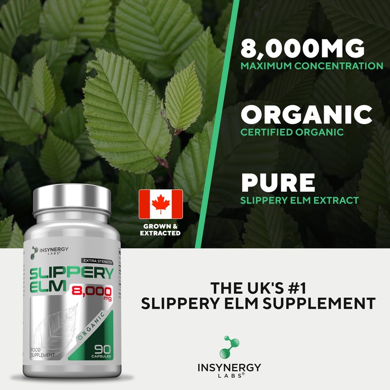 Slippery Elm 8,000MG Per Capsule + Organic (Highest UK Dosage)
