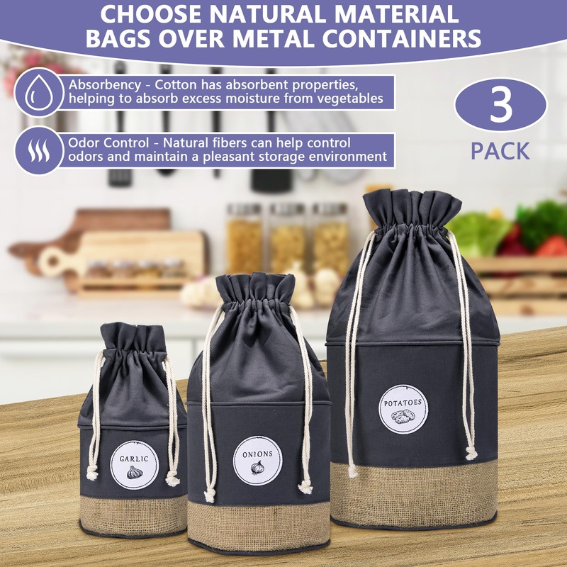 MERAKI HOME Potato Onion Garlic Storage Containers - Farmhouse Kitchen