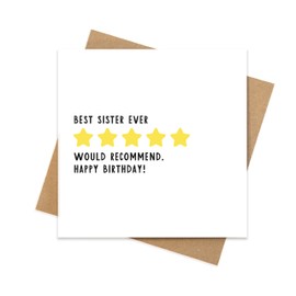 Manta Makes Sister Birthday card, happy birthday card from sister, happy birthday cards for sister, birthday cards for women, sister birthday card adult, happy birthday sister card (5 Star Sister)