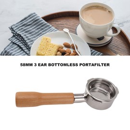 3 Ears Coffee Portafilter, 58mm Bottomless Coffee Portafilter for Home (C1 Beech Wood Color)