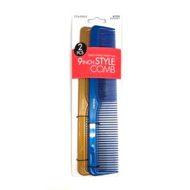 DONNA PREMIUM PEARL COMBO 9" Style COMBS Great for All Hair Type, Hair Styling Comb for Women, Men and Salon KHAKI AND BLUE COLOR