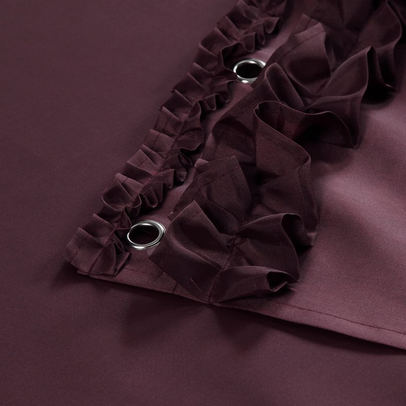 MVSUTA Ruffled Brown Modern Polyester Fabric Shower Curtain,Solid Chocolate Boho