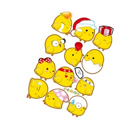 TEHAUX Cute Chick Removable Wall Stickers for Home Decor Cartoon Style Easy to Apply for Living Room and Kitchen Yellow Color