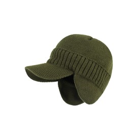 Century Star Mens Winter Hat Visor Beanie Hat Winter Hat with Earflaps Warm Fleece Lined Outdoor Ski Hat with Brim Green One Size