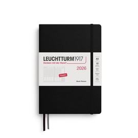 LEUCHTTURM1917 372759 Weekly Planner Medium (A5) 2026, Black, English