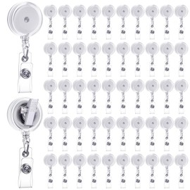 Afcabakila 50 Pack Retractable Badge Reels with 360° Swivel Alligator Clip, Translucent Clear ID Card Holder for Teachers, Office Workers, Nurses