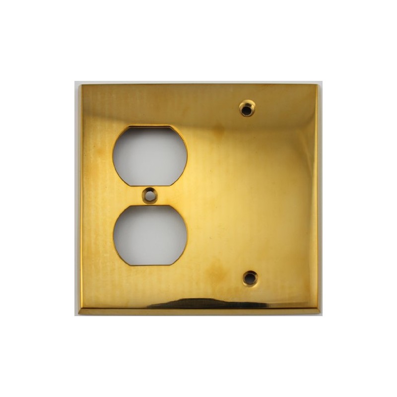 Unlacquered Polished Brass 2 Gang Combination Switch Plate - 1