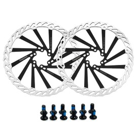 Yongness Pack of 2 Bicycle Brake Disc with 12 Screws 140 mm/160 mm/180 mm/203 mm Bicycle Brake Disc Rotor for City Bike, MTB, Road Bike, Bicycle Parts (G3 Black 203 mm)