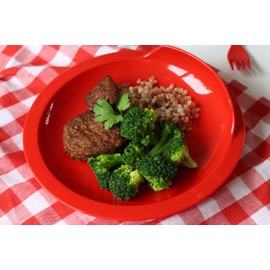 Harfield Tableware Assisted Dining Scoop Non Slip Plate 23cm HQ Unbreakable Copolyester (Red)