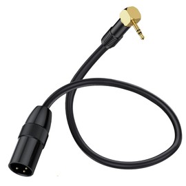 Right Anlge 90 Degree 3.5mm to XLR Cable, XLR to 3.5mm Aux Microphone Cbale, Unbalanced 1/8" inch Mini Jack Stereo to XLR Male Cord Adapter for Cell Phone, Laptop, Speaker, Mixer (50 cm)