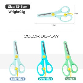 ANJOBIBI,Safety Craft Scissors For Kids 3-Pack,Preschool Training Scissors,Ergonomic Handle Perfect for Paper Cutting-2.0 (Green+ Baby blue+ Deep Blue) ﻿