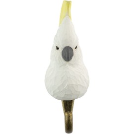 WILDLIFEGARDEN Wildlife Garden WG4529 Yellow Crested Cockatoo - Hand Carved Wooden and Metal Animal Hook - Australian Animal Collection