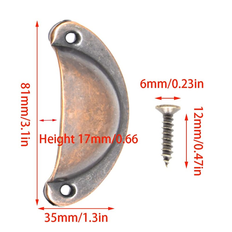 Ruidee 12 Picecs Shell Cup Handles Vintage Half Moon Drawer