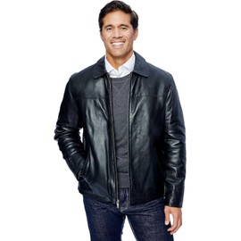 Excelled Leather mens New Zealand Lambskin Classic Open Bottom Leather Jacket, Black, Medium US