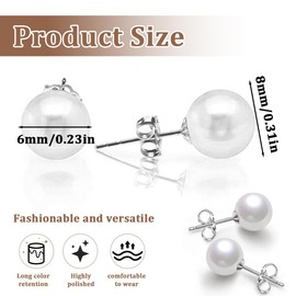 2 Paar Perlen Ohrringe, Damen Perlen Ohrringe 925 Sterling Silber, Süßwasser-Zuchtperlen Ohrringe Ohrstecke, Perlen Süßwasserperlen Ohrringe