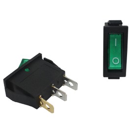 Lumonic 5 x Plastic Rocker Switch Off Switch 31 x 14 mm in Green I with a 6.4 x 0.8 mm Plug Flat Connector I Suitable for 12 V 20 A