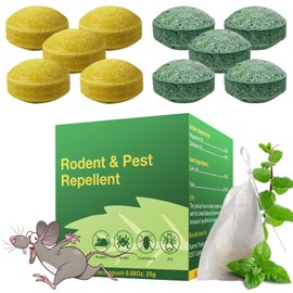 Peppermint Mouse Repellent, Natural Rodent Deterrent for Indoor & Outdoor Use, Effective Mice and Rat Control for Home, Car, RV, Garage & Garden - Safe for Kids & Pets, 10 Pack.
