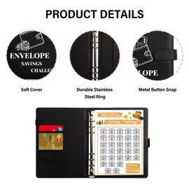 100 Envelope Challenge Binder, Money Saving Challenge with Cash Envelopes, Sticker, Budget Savings Challenge Book Cash Binder Savings Binder for School, Home, Office