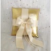 Uwedding Gold Wedding Ring Pillow Cushion Bearer with Champagne Ribbon