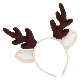 LUOEM Christmas and Holiday Party Headband Reindeer Antler Hair Hoop Headwear for Children Adult Costume Party (Brown)