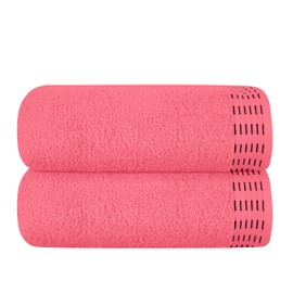 MALLONI HOME Cotton 2 Pack Oversized Bath Towel Set 28x55 inches, Large Bath Towels, Ultra Absorbant Compact Quickdry & Lightweight Towel, Ideal for Gym Travel Camp Pool - Coral Orange