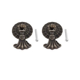dophee Antique Bronze Round Drop Pulls, Single Hole Cabinet Handles for Drawer Bin Wardrobe Dresser Furniture with Mounting Screws 37x60mm/1.46"x2.36" (2-Pack)