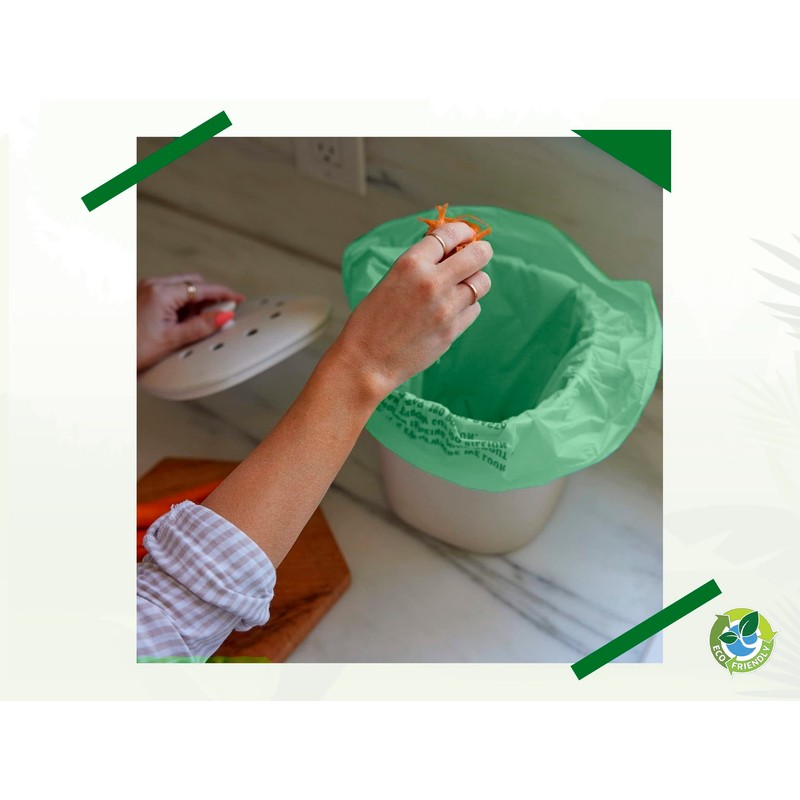 HooriPoori 5L - 7L 104 100% Compostable Biodegradable Food Caddy