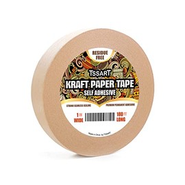 Cinta de Papel Kraft K49 - Cinta Autoadhesiva Marrón de Respaldo para Marco, Cinta de Embalaje con Resistencia a la Oxidación para Enmarcado de Cuadros, Enmascarado, Sellado y Uso de Embalaje