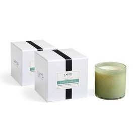 LAFCO New York Classic Candle, Fresh Cut Gardenia - Pack of 2, 6.5 oz - 50-Hour Burn Time - Reusable, Hand Blown Glass Vessel - Made in The USA