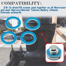 19183Q02 Marine Gearcase Lube Drain Screw Washer,Compatible with All Mercruiser and Most Mercury/Mariner Tohatsu Mallory Johnson Evinrude Outboards,Blue, 24 Pcs