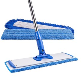 Microfiber Wholesale 24" Microfiber Mop System - Clean & Dust Hardwood, Laminate, & Tile Floors, Reusable Mop Heads, Adjustable Handle, Washable Micro Fiber Wet & Dry Pads, Industrial & Commercial
