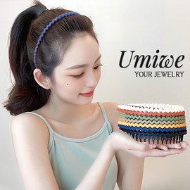 Umiwe Headband, Hair Band with Comb, Unisex, Face Washing, Skin Care, Bangs, Sports, Painless, Short, Long Hair, Holding Hair, Anti-Slip, Black, Daily Use, Gift (Black, Standard)