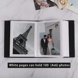 RECUTMS 100 Pocket Album 4x6 Small Photo Albums 100 Vertical photo Album Wedding Album Family Baby Girl Anniversary Graduation Picture Book Travel Albums (Grey)
