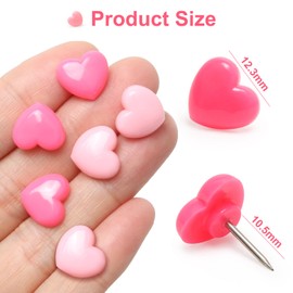 200 Pcs Drawing Pins for Notice Board, Cute Pins for Pinboard, Heart Push Pins for Bulletin Board in Home School Office