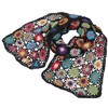 GURU SHOP Crochet Scarf with Colourful Flowers, Scarf, Men/Women, Black,