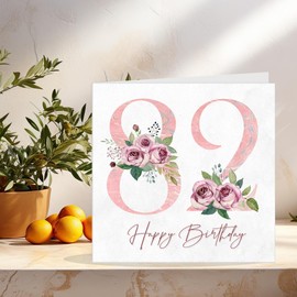 82nd Birthday Card for Women - Floral 82nd Birthday Cards for 82 year old woman Eighty Two Eighty Second Ladies Nan Grandma Mum Aunt Sister Mom Friend