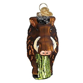 Old-World Christmas Glass Blown Ornament with S-Hook and Gift Box, Animal Selection (Warthog, 12574)