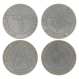 FaNaTtik Star Trek Set of 4 Starfleet Division Medallions Limited Edition (Silver Plated)
