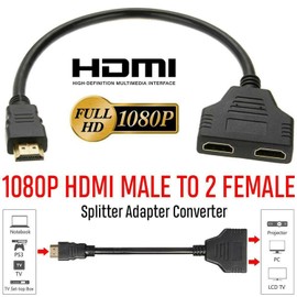 1080P 1 to 2 HDMI Splitter Auto Split Cable Double Signal Adapter Convertor