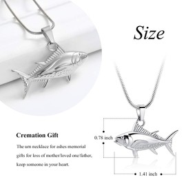 Imrsanl Cremation Jewelry for Ashes Fish Urns Necklace Memorial Keepsake Jewelry Ashes Pendant for Pets/Human (Silver)