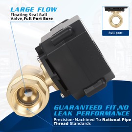 movafaFH 1/2" Brass Motorized Ball Valve - Electric Water Valve 2 Wire Auto Return,9-24V AC/DC Automatic Ball Valve with Full Port,Normally Closed
