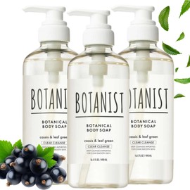 Botanist 3pk Moisturizing Body Wash/Soap Pump, Botanical Shower Gel for Sensitive Dry Skin, Natural & Organic Japanese Skin Care, Cassis Leaf & Leaf Green, Clear Cleanse, 16.5 Fl Oz/ 490mL