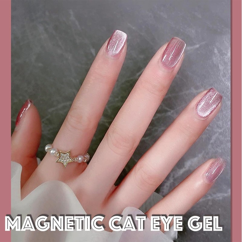 Hebterrka Cat Eyes Press On Nails Medium False Nails Square