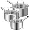 MICHELANGELO Saucepan Set 3 Sizes, Stainless Steel Sauce Pan with