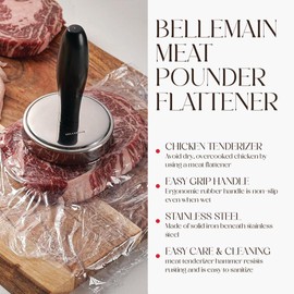 Bellemain Meat Pounder Flattener, Easy-Grip Meat Tenderizer, Stainless Steel Meat Mallet for Cooking, Meat Hammer, Chicken Tenderizer, Meat Smasher Utensil, Kitchen Mallet, Meat Masher Tool