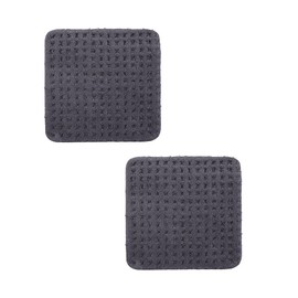 PANA Fluffy Bath Mat Set, Microfibre Bath Mat, Fluffy and Non-Slip Bath Mat, Pack of 2, Size: 45 x 45 cm, Colour: Anthracite